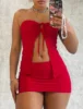 Women's Solid Color Tube Top & Skirt Two-piece Set, Fashion Casual Sleeveless Top &Bodycon Skirt for Daily Outdoor Wear, LadiesC 1