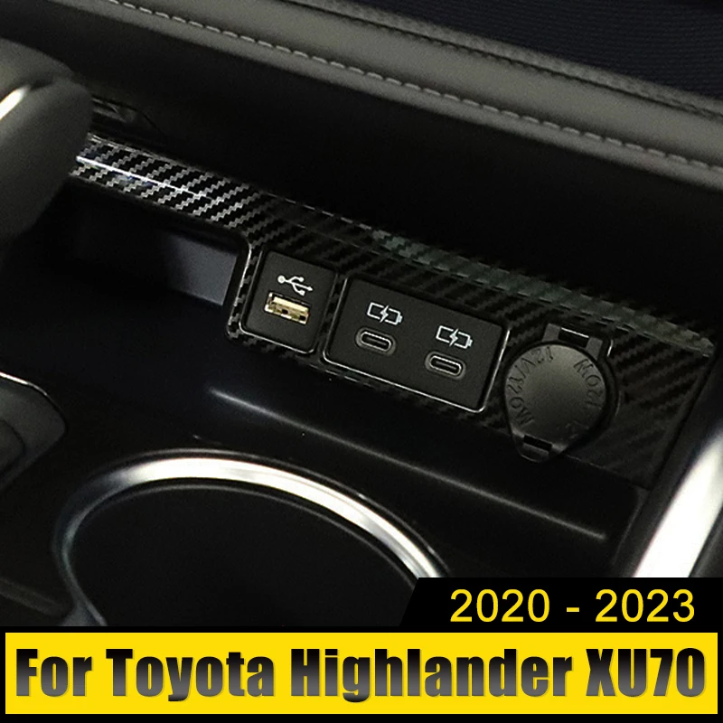 

Stainless Steel Car Central Control USB Frame Cover Case Trim Sticker Fit For Toyota Highlander XU70 2020 2021 2022 2023 Hybrid