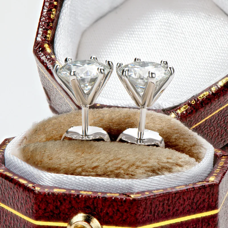 One Carat Stud Six Claws Earring For Women Jewelry