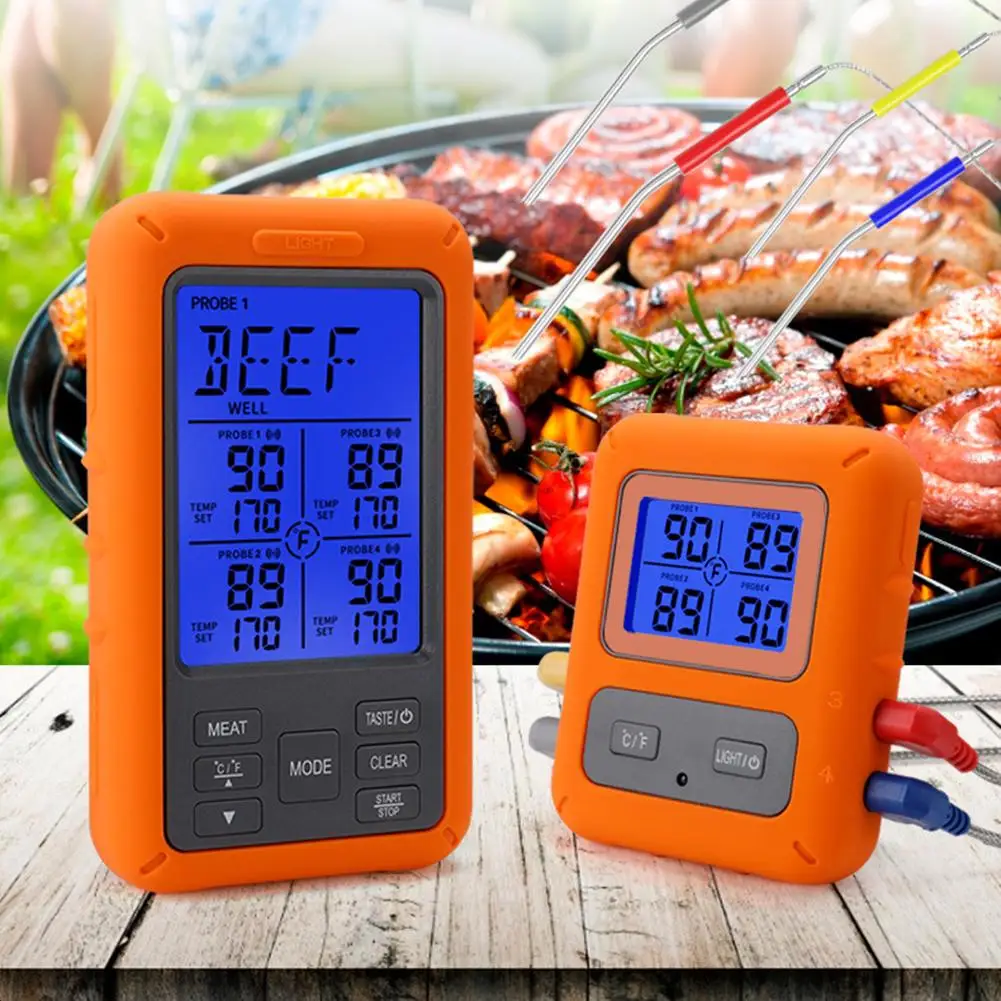 4 Meat Probes Wireless Digital Thermometer Kitchen Cooking Thermometer