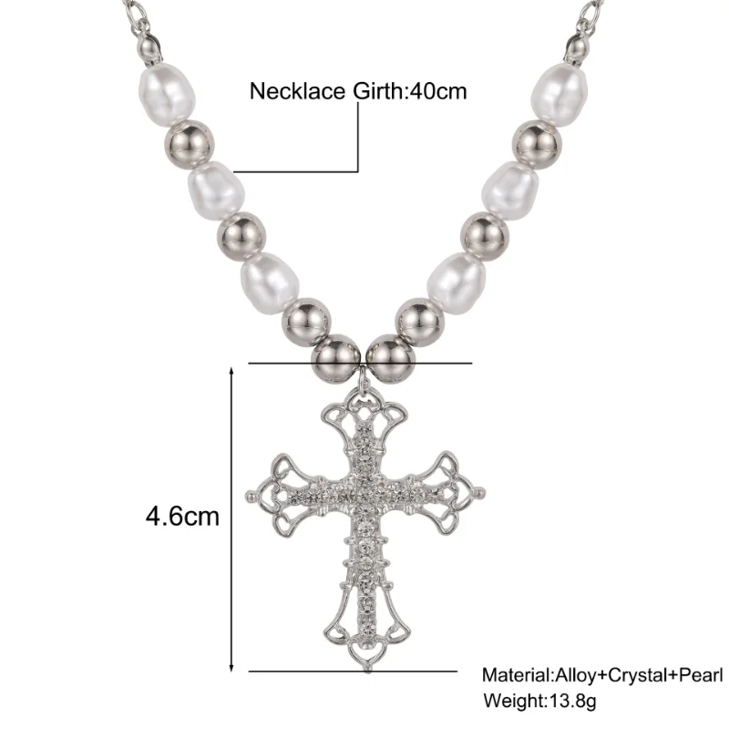 Diablo Gothic Vintage Punk Cross Pearl Necklace Collar Chain Set Necklace  Hip Hop Flame Chain Choker Unisex Club Dancing Jewelry - AliExpress