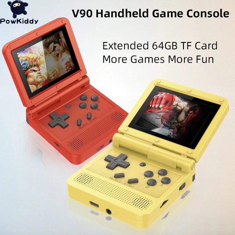 Mini V90 Retro Flip Handheld Game Player 3.0 Inch IPS Handheld Console 3000 Classic 3D Games Pocket Video Game Boy Player System
