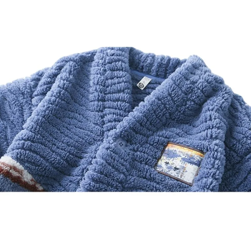 2024 New Couple Pajamas Autumn Winter Coral Fleece Homewear Men's Women's Loungewear Flannel Long-sleeved Luxury Sleepwear Set