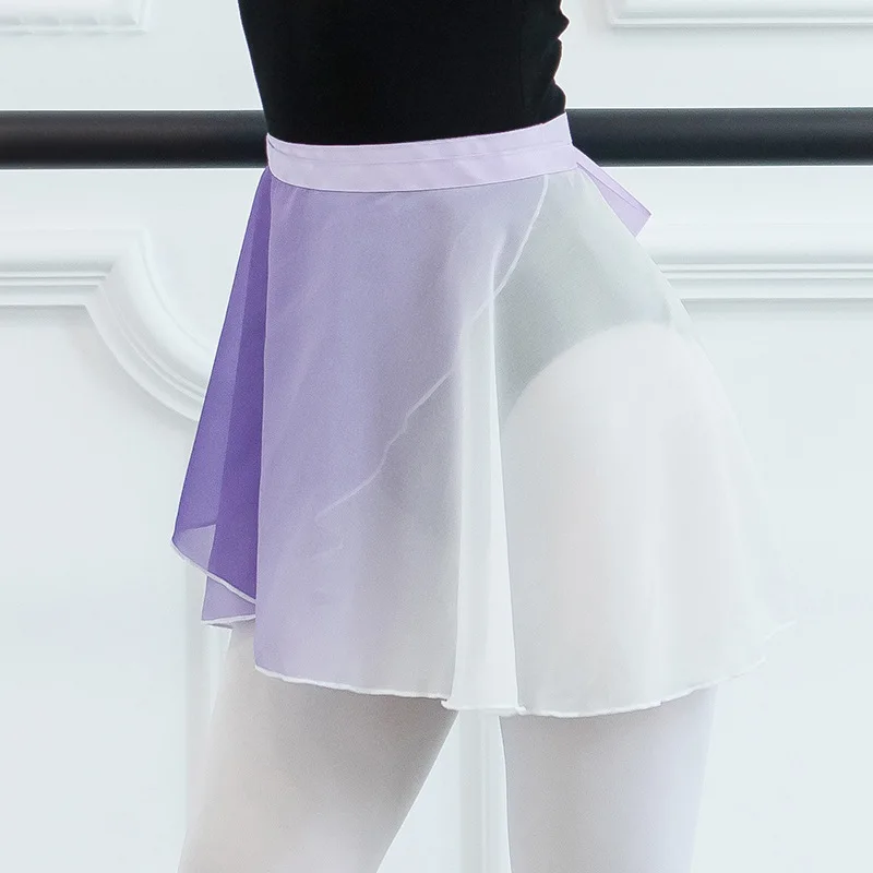 USHINE Adult Gradient Color Chiffon Ballet Wrap Skirt Dance Leotard Skate Tutu Dress Girls