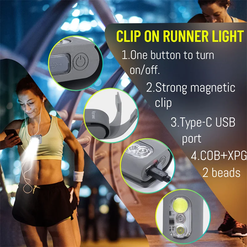 Led Best Running Light Running Vest PIKnROLL LED Clip Lamp, Safety