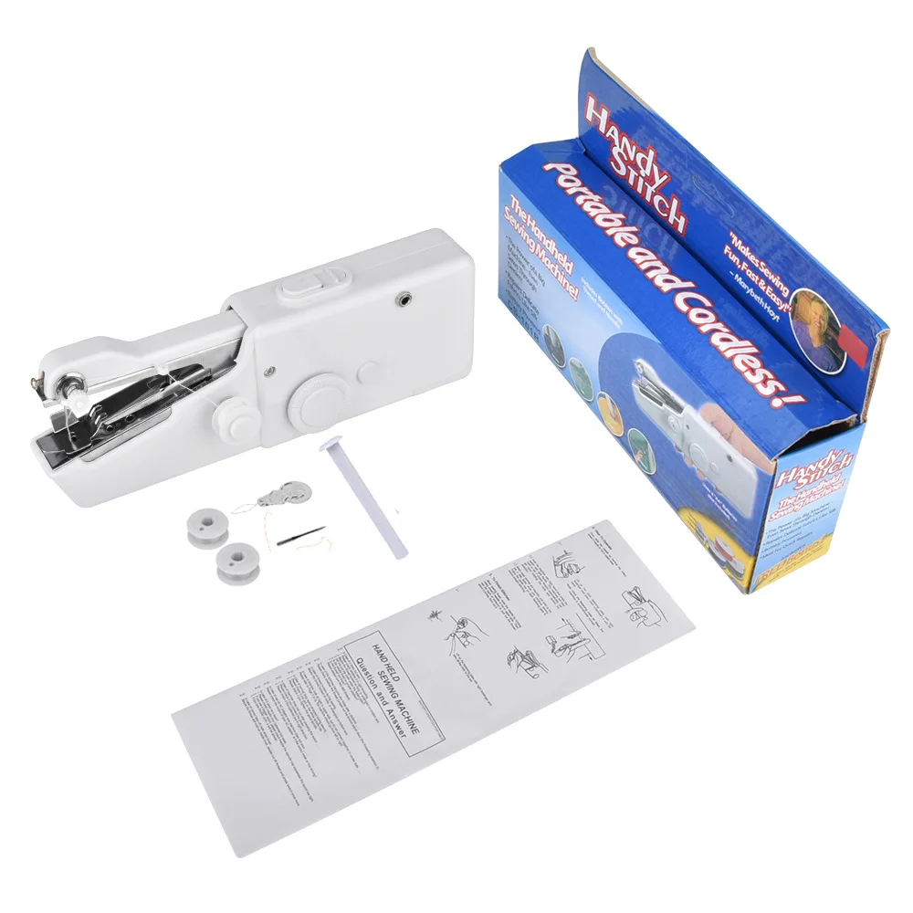 Portable Handheld Sewing Machine Mini Stitch Sew Needlework Cordless Clothes Fabrics Electric Sewing Machine 3