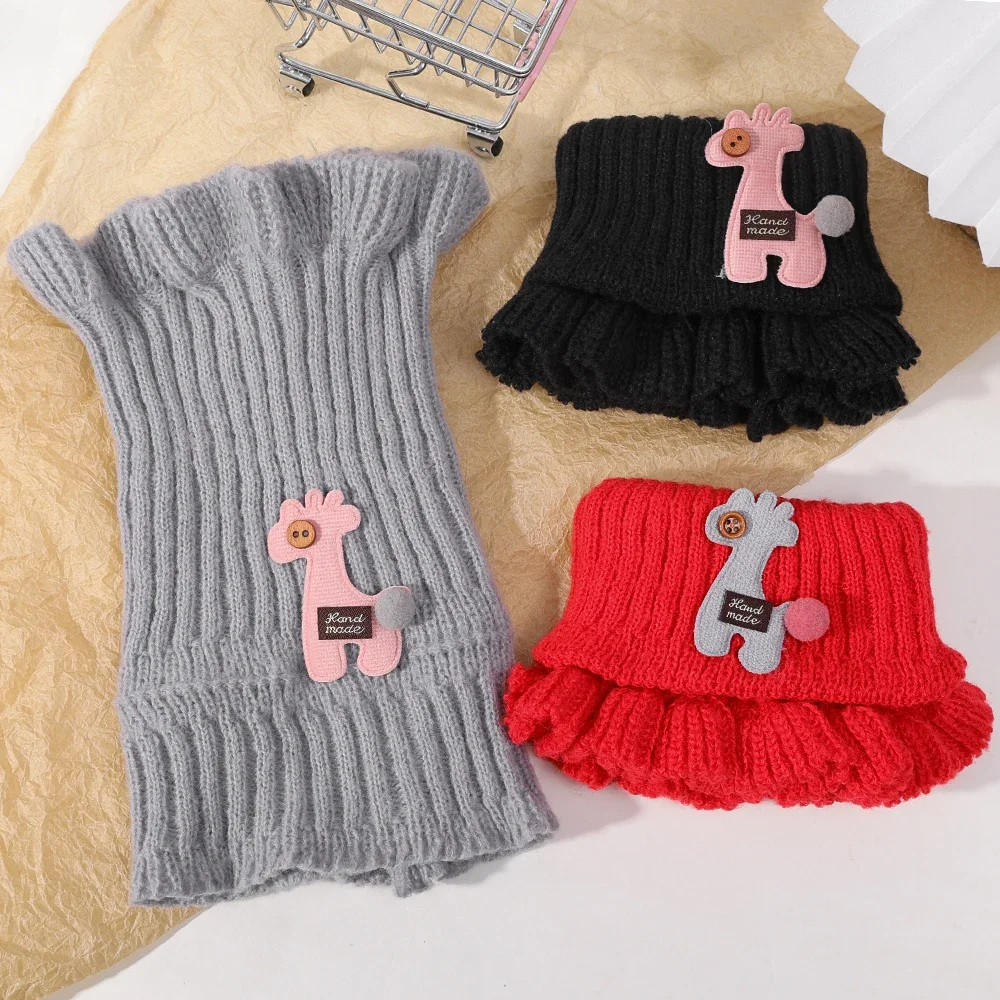 Children's Knitted Scarf Cartoon Giraffe Fake Collar Winter Warm Joker Collar for Boys and Girls Scarf Windproof Knitted