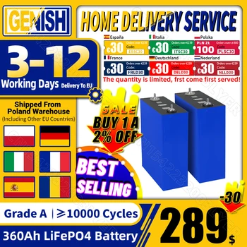 Grado A 360Ah LiFePO4 batteria con 10000 cicli 3.2V batteria ricaricabile al fosfato del ferro del litio DIY 12V 24V 48V adatta per la cella solare del carrello da golf del camion RV, inventario UE