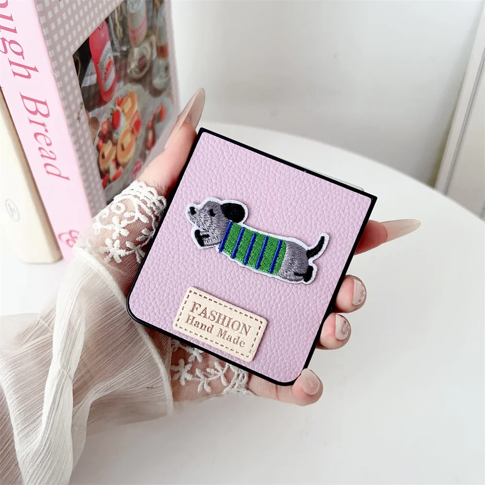 Cartoon Sausage Dog Leather Phone Case with Plush Lanyard – Shockproof Soft Frame Cover