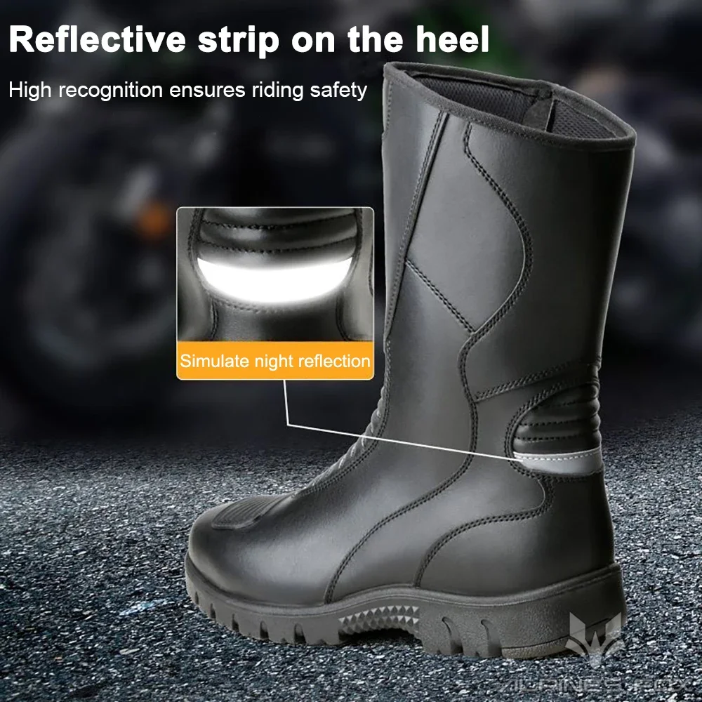 Vintage Motorcycle Riding Boots Men's Leather Motorbike Riding Shoes Waterproof Windproof Anti-fall Rider Shoes Four Seasons