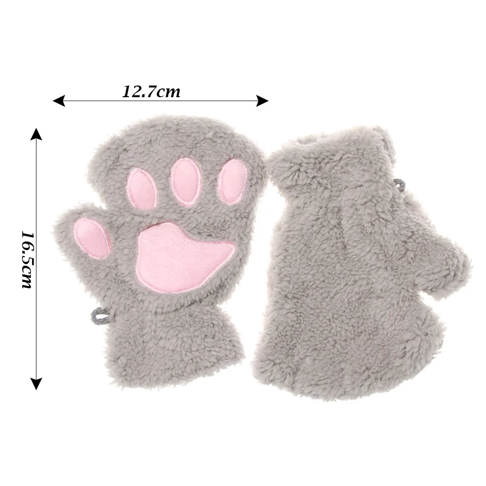 Cat Gloves Children Fashion Boys Girls Cat Claw Paw Plush Mittens Warm Soft Winter