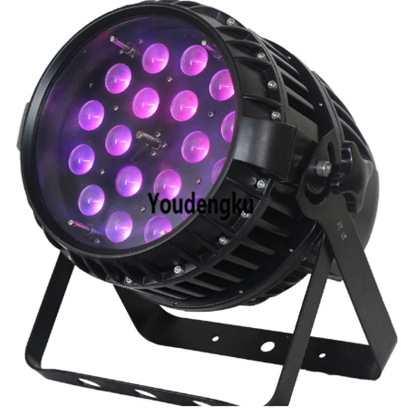 4 pieces 18x 18W 6-in-1 RGBWA UV LED Par Fixture Silent Operating LED Par with M