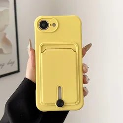 Stylish Wallet Card Holder Soft TPU Phone Case Cover - iPhone 12 Pro (Yellow)