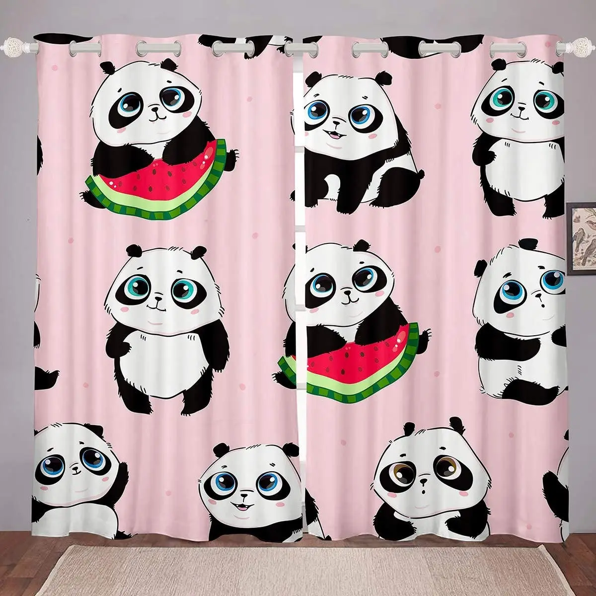 

Girls Cute Panda Window Curtain Cartoon Animal Pattern Window Drapes for Boys Girls Lovely Panda Bear Window Treatments