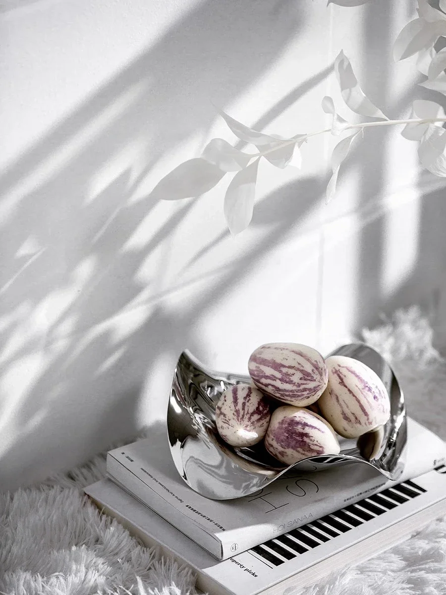 Stainless Steel Dish Serving Bowl Decorative Tray for Fruit Dessert Snack Home Décor Table Decoration Scandinavian Style Gifts 2