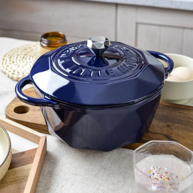22CM Diamond Blue Dutch Oven Enameled Cast Iron Soup Pot With Deer Lid  Saucepan Casserole Kitchen Accessories Cooking Tools - AliExpress