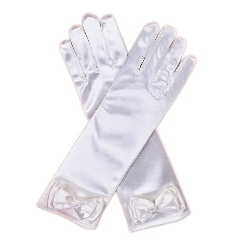 Princess Accessories Set Girls Elsa Princess Gloves Long Bow Sequins Printed Halloween Birthday Party Cosplay Mittens for Snow White Rapunzel Cinderella