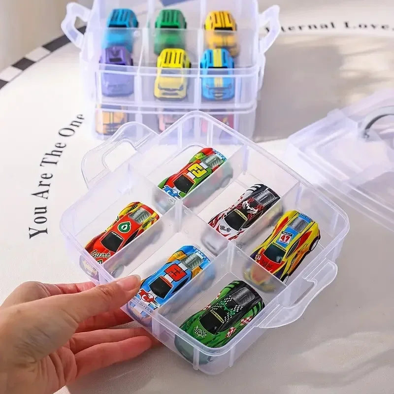 Stapelbare 3-stöckige Kunststoff-Aufbewahrungsbox mit Verstellbaren Fächern Spielzeug-Behälter Transparenter Schmuck-Organizer Haushalts-Aufbewahrungszubehör – Detail 2