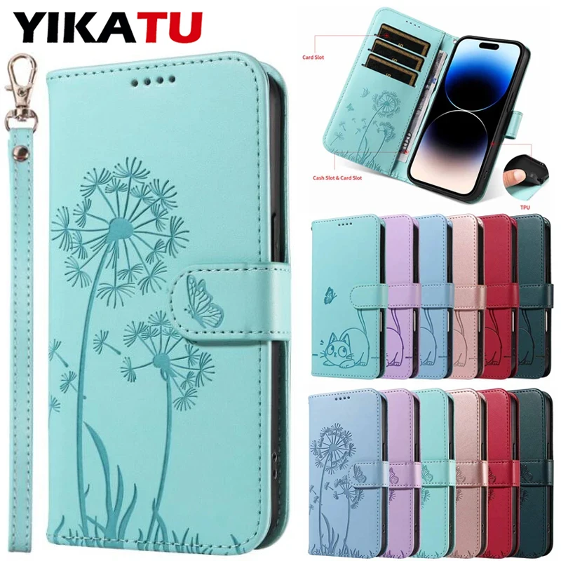 Leather Wallet Flip Case with Stand and Card Slots – Universal Smartphone Cover