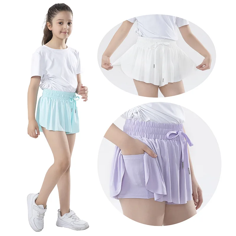 

Girls Running Athletic Tennis Sports Skirt Shorts Flowy Cute Girl Short Legging Push Up High Waist Shorts 2 In 1 Beach Pants
