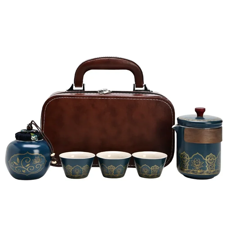 Travel Tea Set Portable Ceramic Kung Fu Outdoor Quick Cup Business Companion Gift Antique Charm Gift