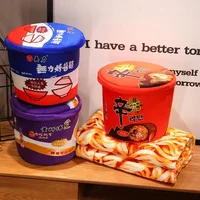 21x21x26cm Cup Noodle Plush Pillow Instant Noodle Bucket with Flannel Blanket 2-in-1 Car Nap Pillow Traveling Present Home Decor 1