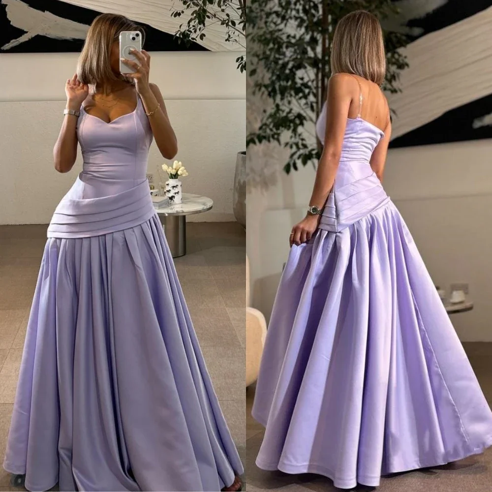 

AIOVOX A-line Party Dresses Charming Spaghetti Straps Ruched Hemline Floor-Length Sweetheart Prom Dresses2024 Vestidos de noche