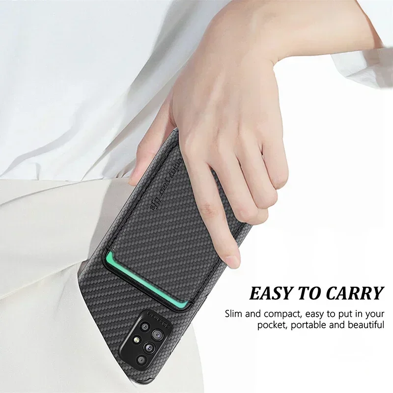 Enhanced Carbon Fiber Magnetic Wallet Case with MagSafe Card Holder