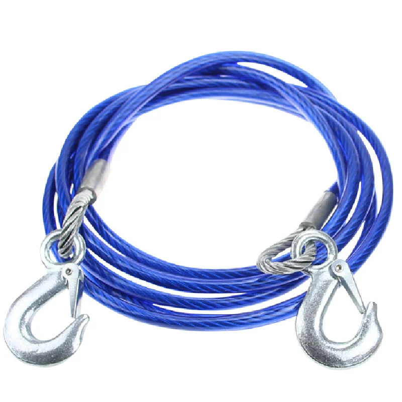 Blue Rubber Coated Tow Recovery Hook Rope 7 Ton 5meter Heavy Duty Steel