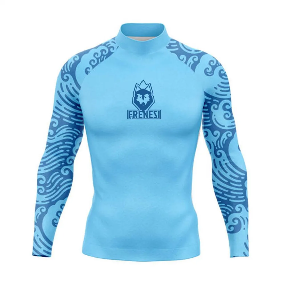 Men's Surfing Swimwear Long Sleeve UV Protection Rash Guard Diving Wear Summer Water Sports Beach Swimming Surf Tight T-shirts
