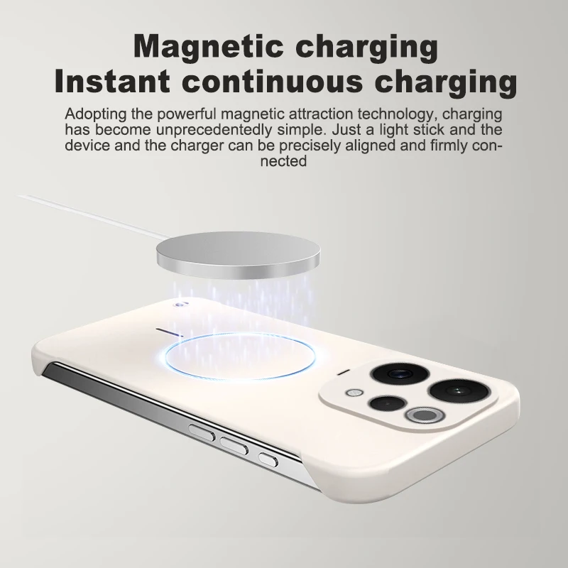 Ultra Thin Shockproof Frosted Hard PC Case with Wireless Charging Compatibility