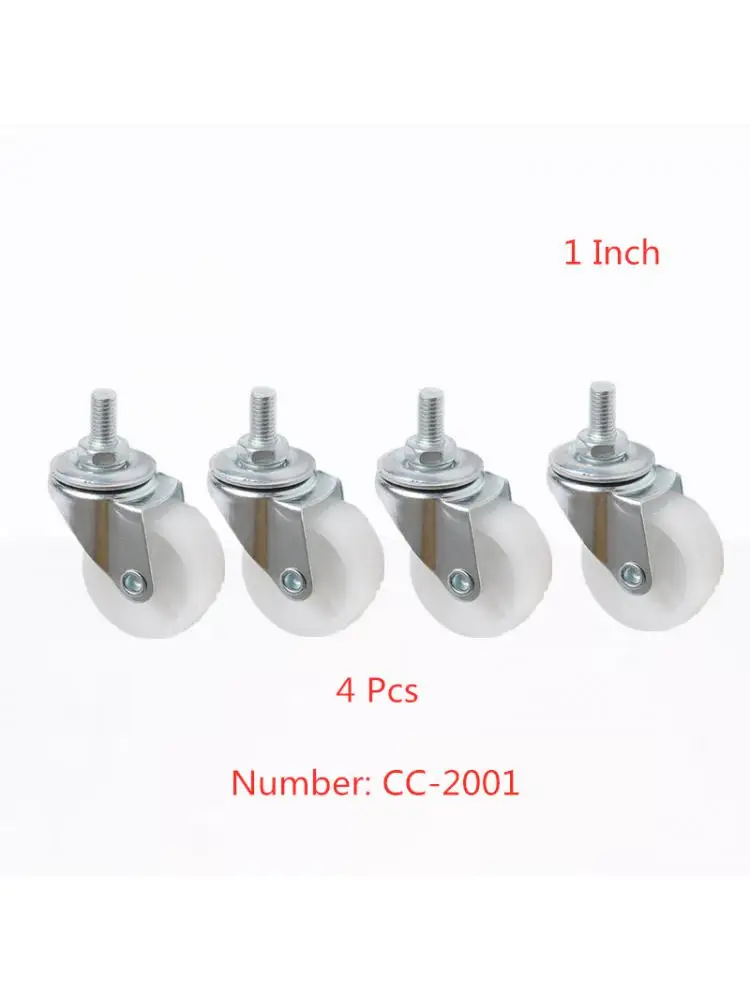

4 Pcs/Lot Universal Wheel 1 Inch White Pp Small Screw Caster Furniture Cabinet Plastic Silent Pulley