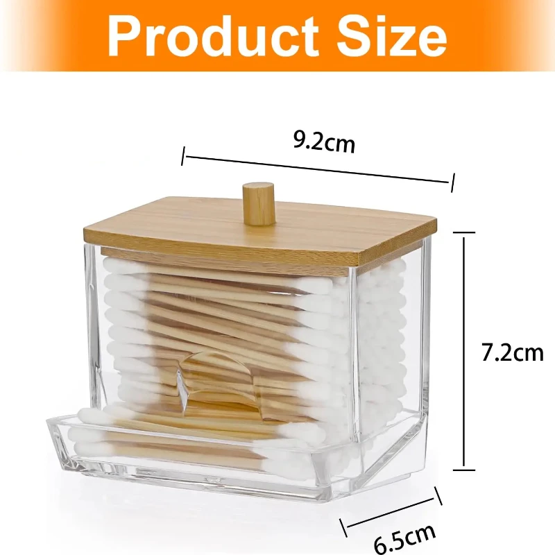 Clear Cotton Swab Dispenser Plastic Ear Stick Swabs Holder Square Toothpick Container Bathroom Countertop Storage Box 6