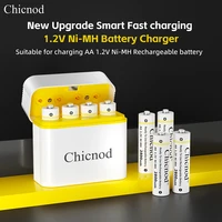 CHICNOD AA Rechargeable Batteries 2800mAh Ni-MH Battery 1.2V Smart Fast Charger 4 Slot USB Charging Kit for Camera Flashlight 2