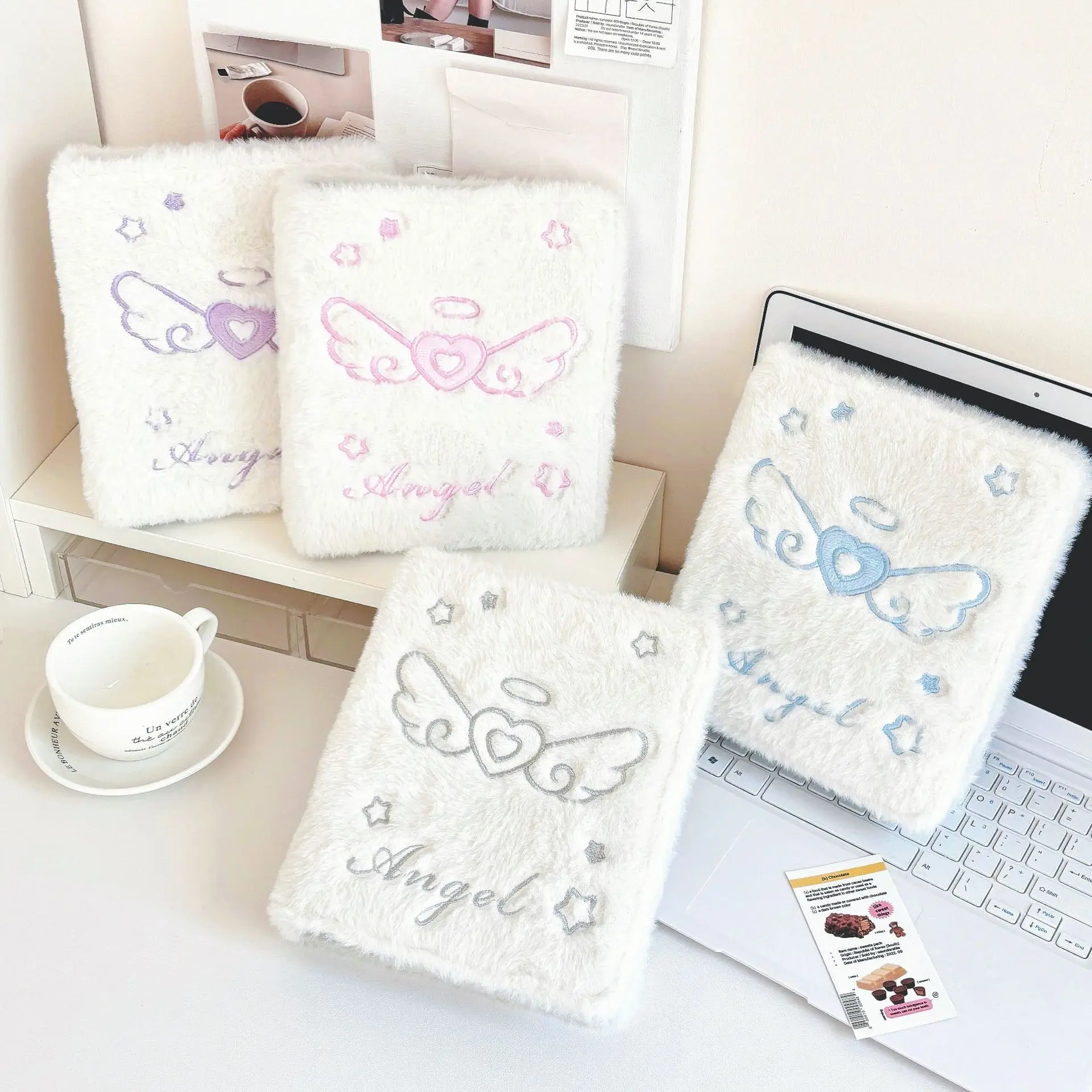 MINKYS Kawaii Fluffy Angel Wings A6 Kpop Photocard Binder Star Collect Book Idol Plush Photo Card Holder Photocards Album