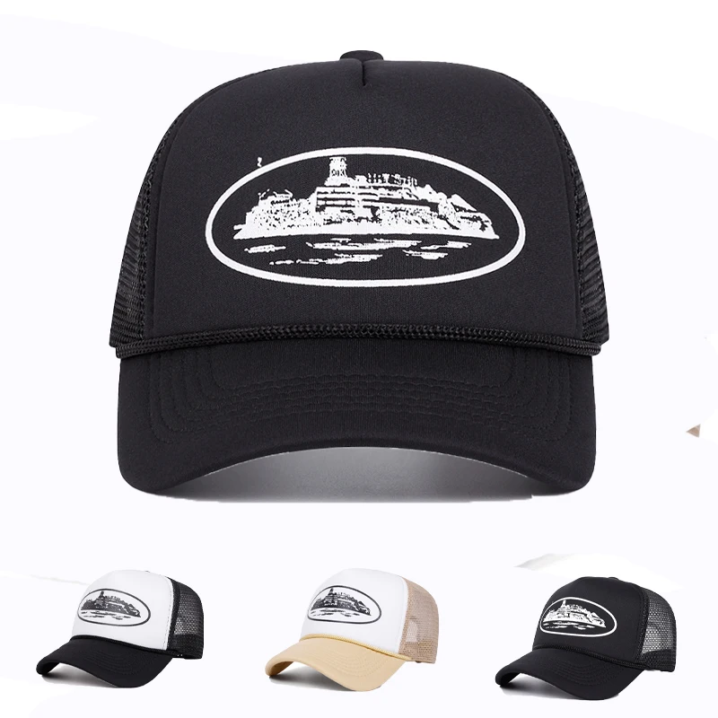 Neue Brief Stickerei Baseball Hüte Neue Unisex Hip Hop Atmungsaktive Persönliche Sonnenschirm Mesh Vielseitig Street Fashion Trucker Caps