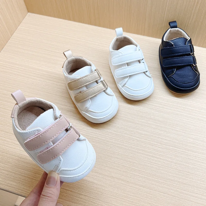 Retro Pu Leather Baby Shoes Newborn Boy Girl Shoes Multicolor Toddler Rubber Sole Anti-slip First Walkers