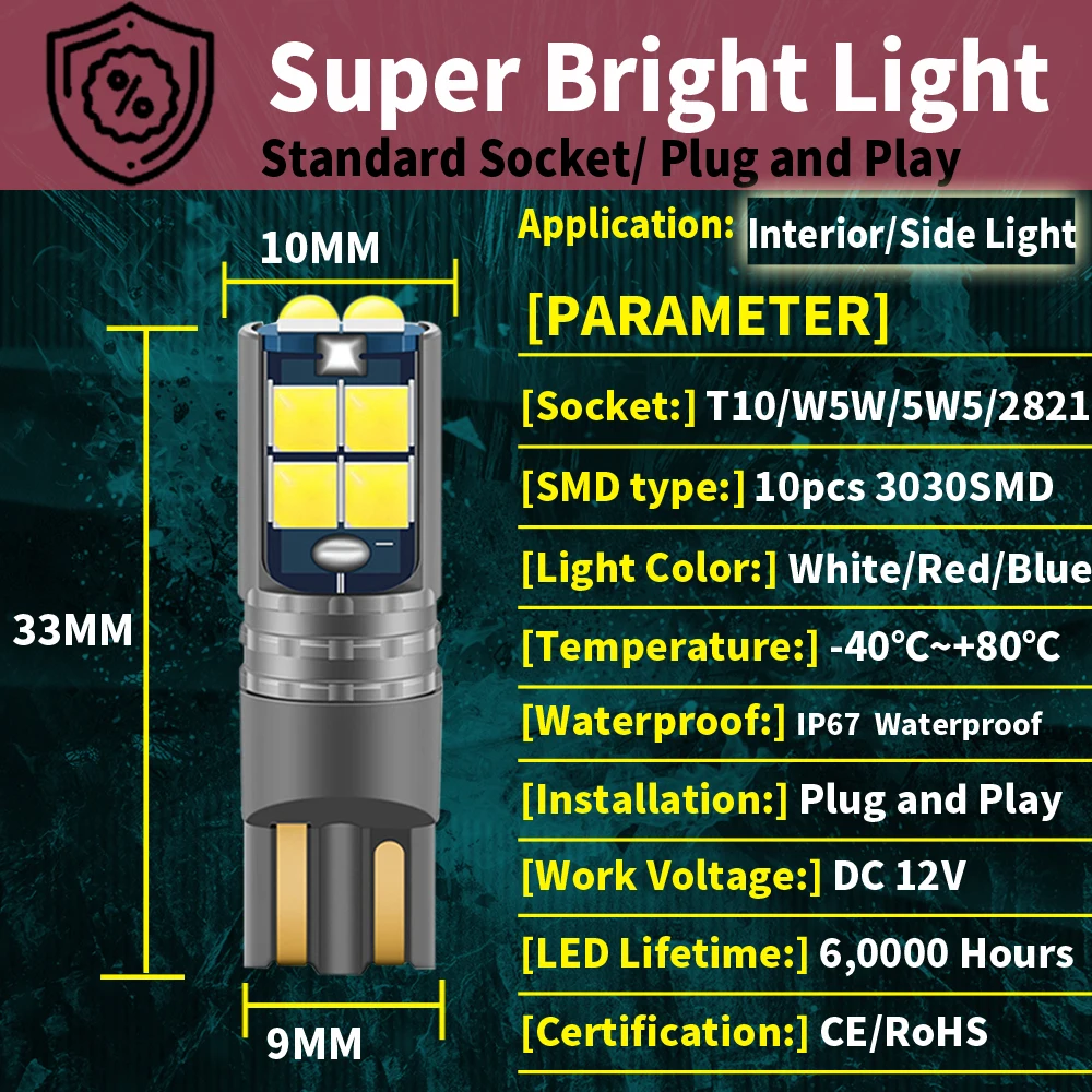 ڵ ׸   Ʈ Ŀ , 168 194 LED ڵ   , Ȳ, ſ  ǰ T10 W5W, 2 