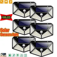 Outdoor Solar Street Light 100 Led Solar Wall Lamp PIR Motion Sensor Garden Fence Lights IP65 Waterproof Solar Porch Wall Lamp 1