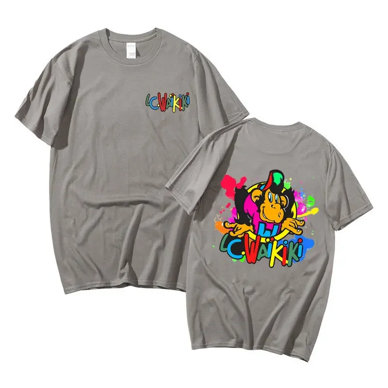 Lc Waikiki Monkey Graphic Print T-shirt Summer Funny Men Women's Cartoon Monkeys Short Sleeve T Shirts Male 100% Cotton Tshirt 3