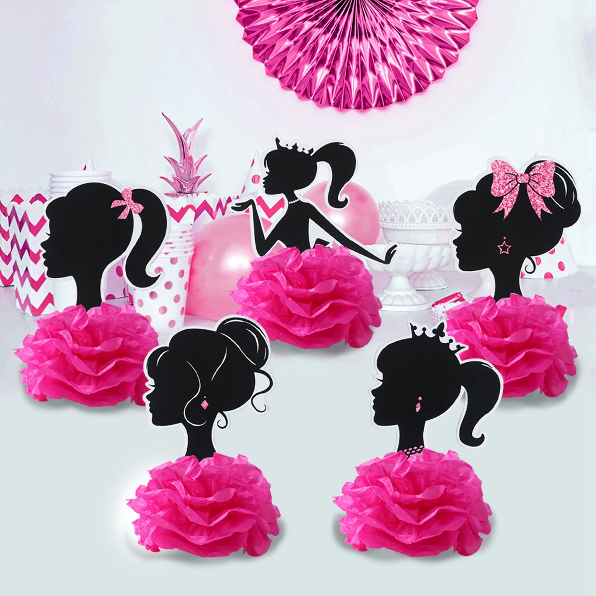 

Pink Princess Theme Birthday Party Decoration Paper Flower Ball Desktop Honeycomb Ornaments Party Decorations Baby Shower Decor