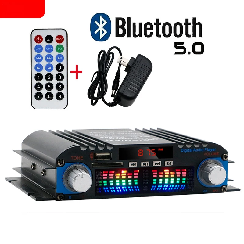 

RNABAU HIFI wireless Bluetooth car audio home 12V high-power car amplifier FM mini amplifier