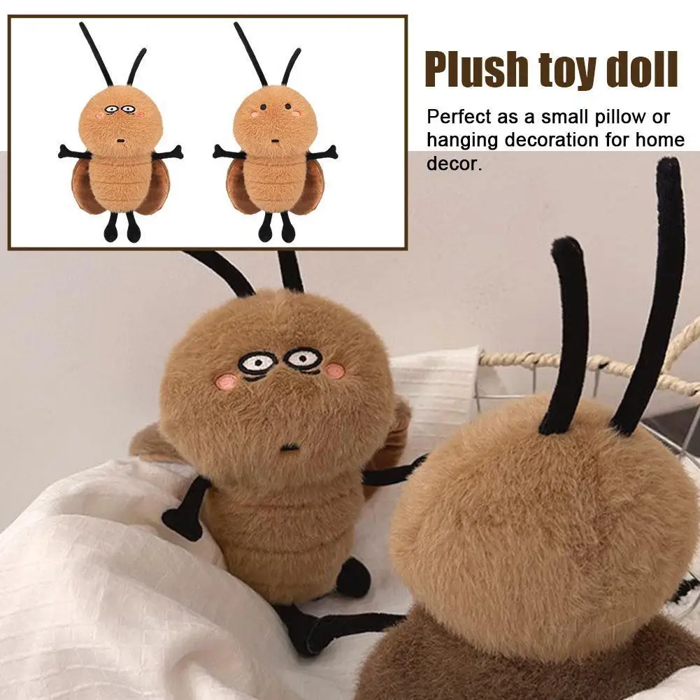Cute Mini Cockroach Doll Soft Cute Couple Pendant Ugly Cute Little Cockroach Plush Toy Creative Bag Pendant Funny Keychain 18cm 4