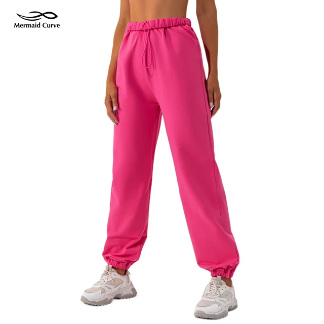 Mermaid Curve 100% Cotton Cinchable Waistband High-Rise Jogger Women  Fitness Trousers Loose Dance Leisure Gym Sweat Pants - AliExpress