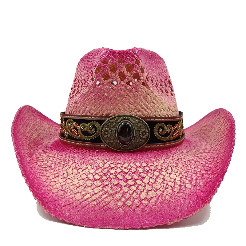 Schwarzer Cowboyhut mit silbernem Rand für Sommer, Outdoor, Reisen, Stern-Cowboyhut für Männer und Frauen, Retro-Gentleman-Dame, Sombrero Vaquero – Detail 14