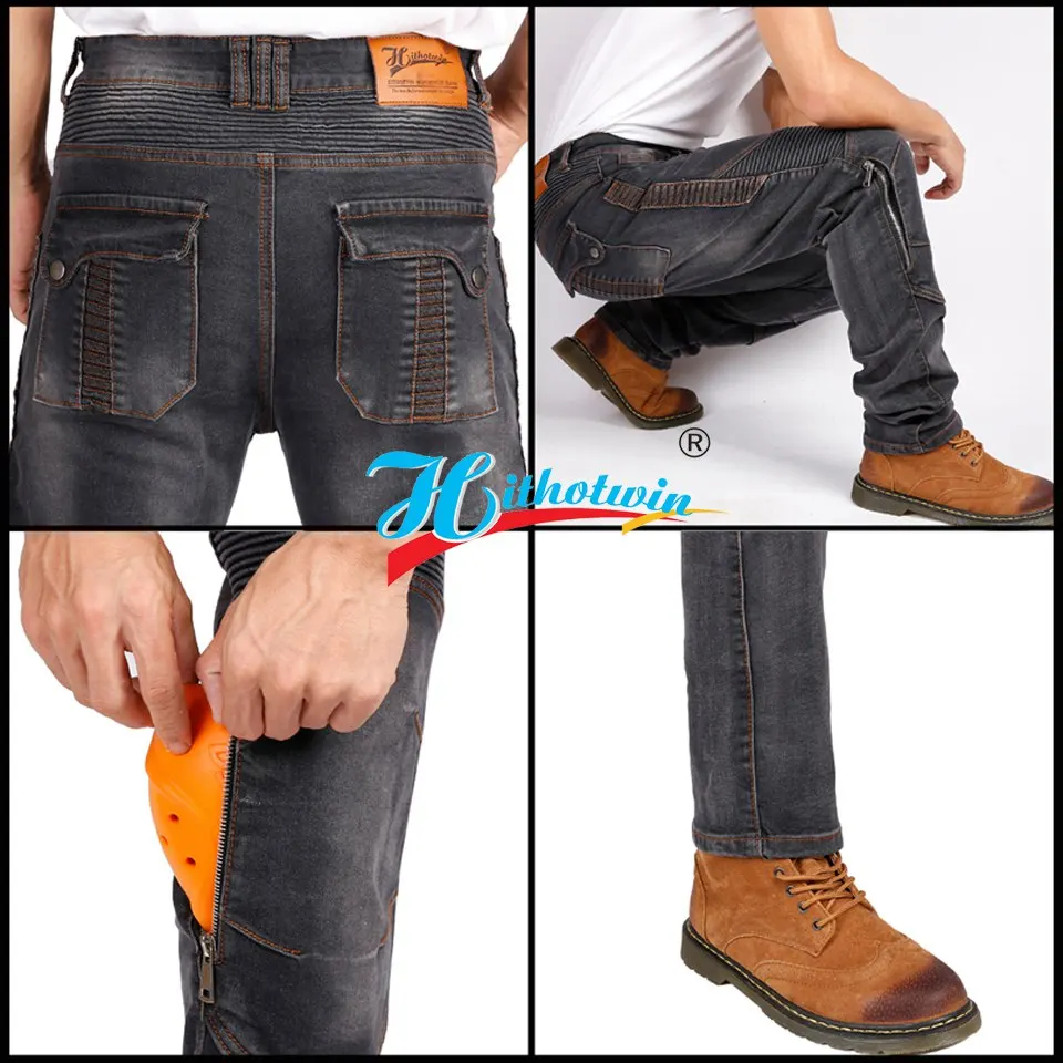 남성 아라미드 모터사이클 진 스모크 블루 방염 라이딩 팬츠 캐주얼 웨어러블 오토바이 바지