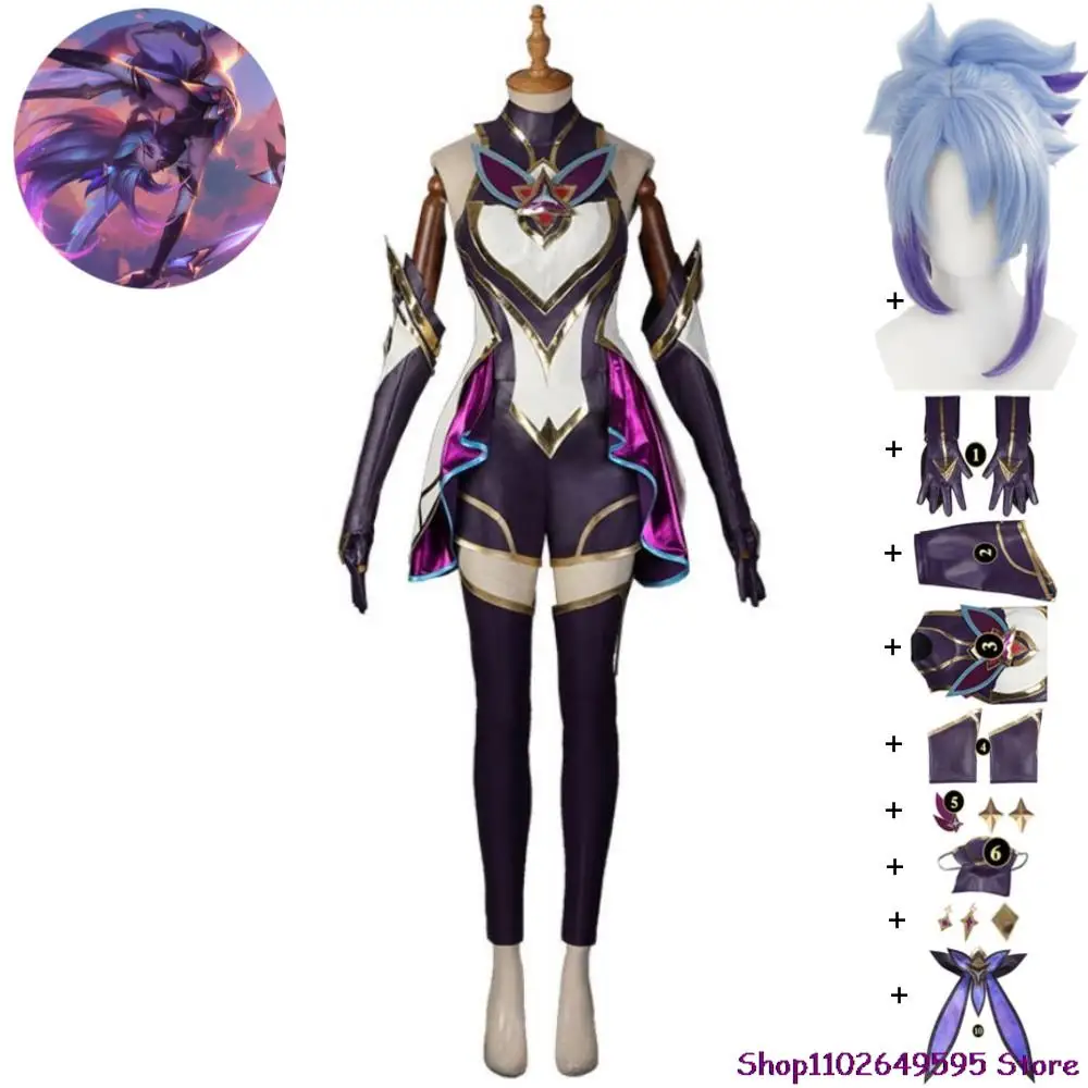 

Presale Game LoL Star Guardian Akali Jhomen Tethi The Rogue Assassin Fist Of Shadow Cosplay Costume Wig Anime Hallowen Suit