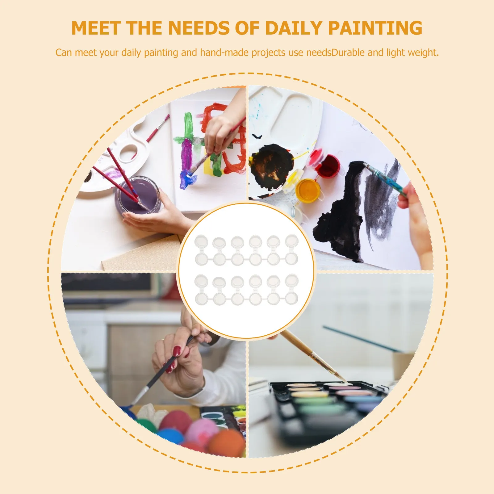 40pcs 6-In-1 빈 페인트 포트 안료 상자 투명 플라스틱 보관 용기 그림 용품 Diy 예술 공예 포드 스트립
