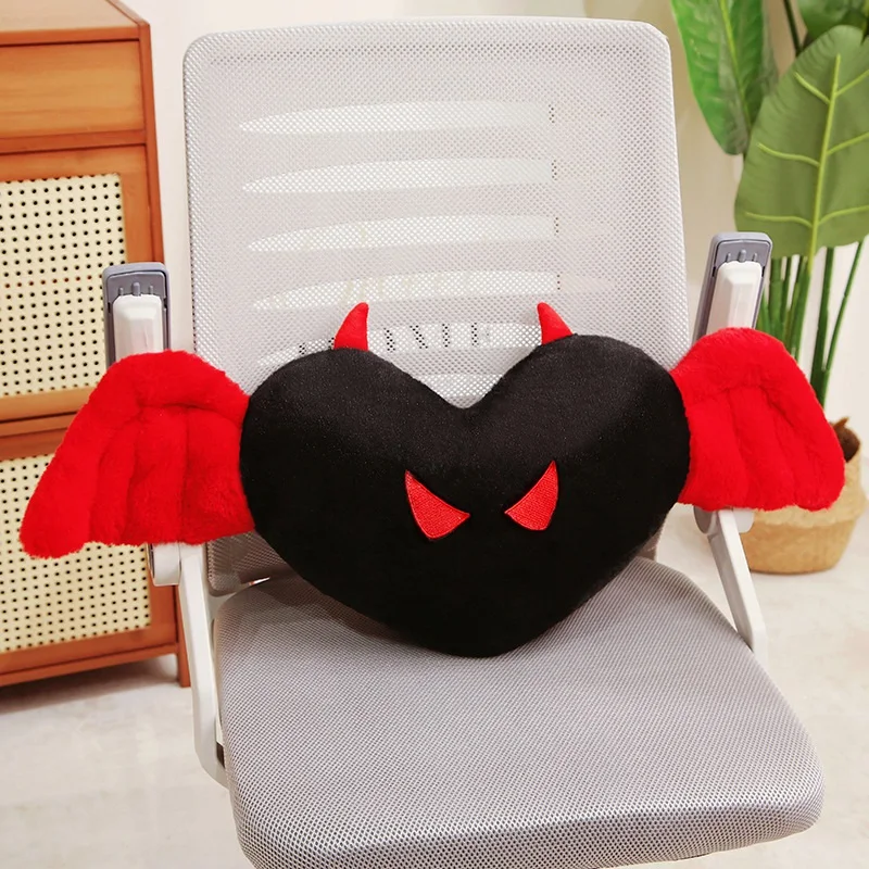 Lovely Plush Angel Heart Pillow Toy For Girlfriend Kids Festival Gift Soft Plush Stuffed Red Love Demon Heart Shape Pillow Toys 6