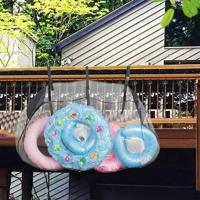

Swimming Pool Float Organizer Storage Bag Heavy Duty Adjustable Netfor Fence Deck Garage Patio Storing Pool Toys Inflatables